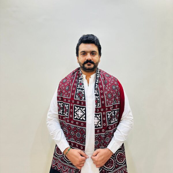 Black & Maroon Sindhi Ajrak Pack of 4 Premium Hand-Blocked Shawls UK