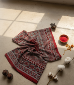 Black & Maroon Sindhi Ajrak Pack of 4 Premium Hand-Blocked Shawls UK