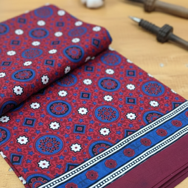 100% Cotton Sindhi Ajrak Pack of 4 Authentic Hand-Blocked Shawls UK