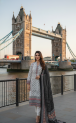 Ladies Ajrak Dupatta Black Multicolour Hand-Blocked Cotton UK