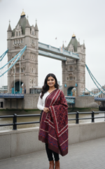 Ladies Cambric Ajrak Shawl Soft Cotton Blue & Maroon Dupatta UK